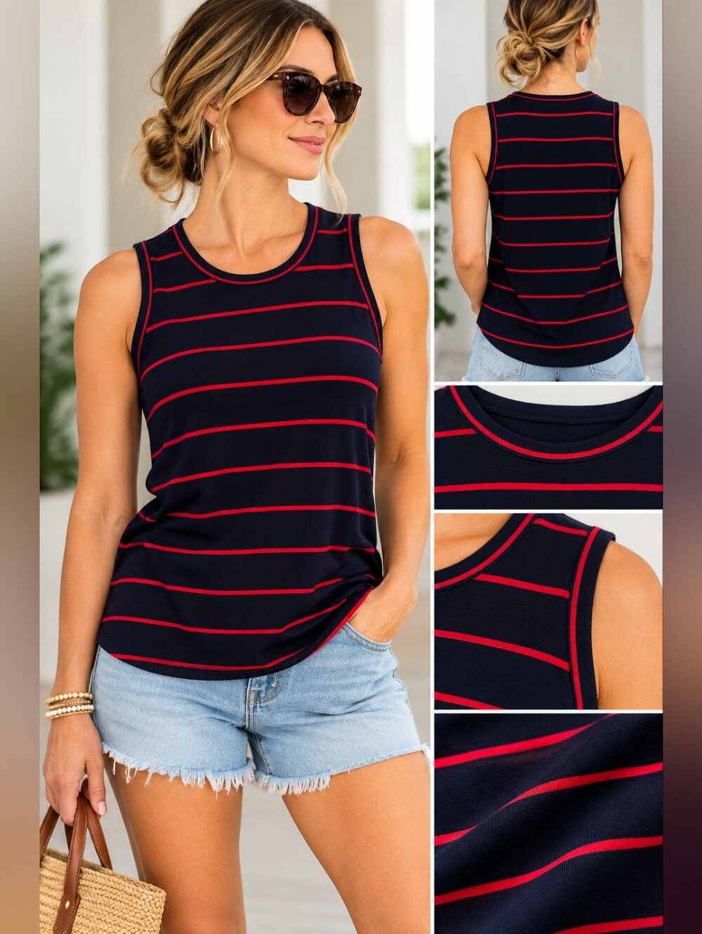 Jones New York Multicolor Striped Sleeveless Tank Top – Size S